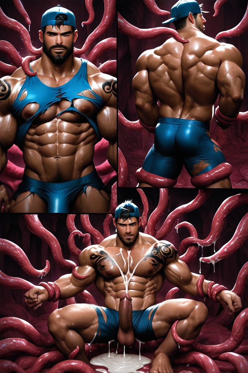 Impossible Fit Anal, Muscular, Sweaty AI Gay Porn