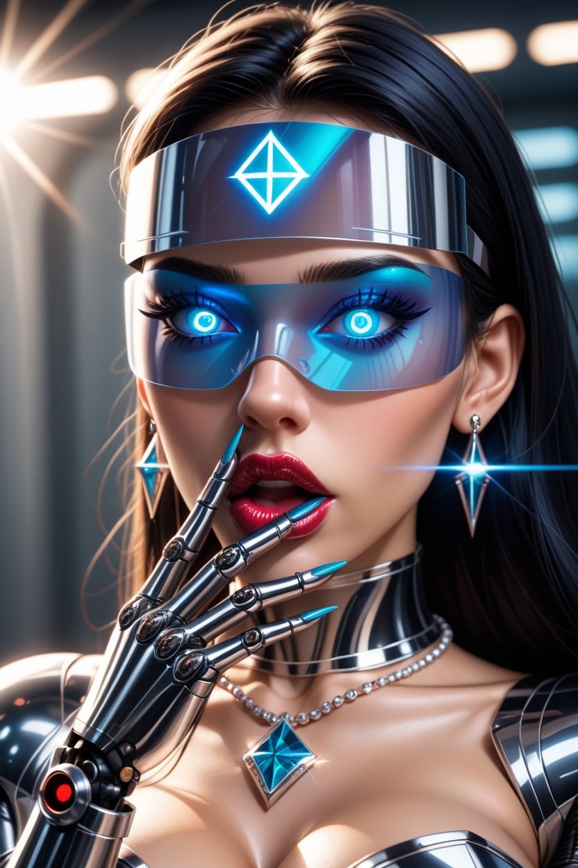 Mirrorlike Shiny Latex Catsuit, Fit, Nipples Shooting Lasers AI Porn