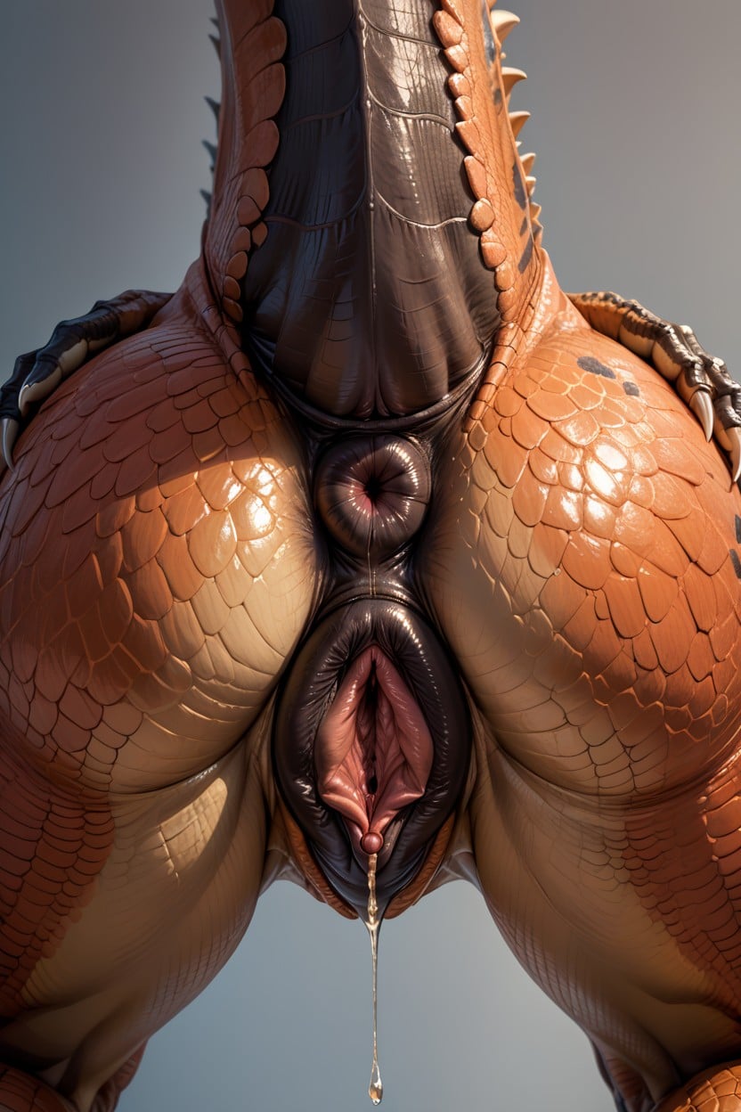 Dinosaurs Pussy, Long Tail, Digitigrade Legs Furry AI Porn