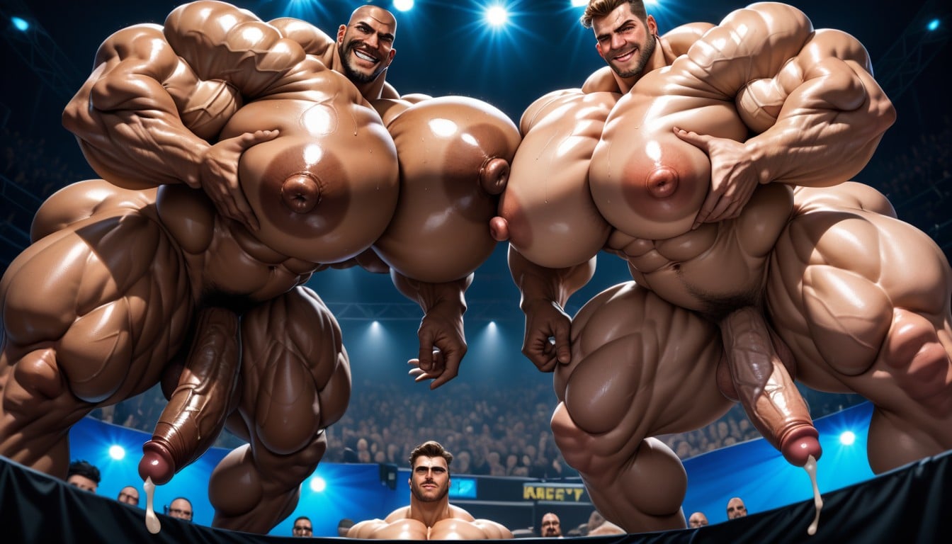 Focus Spreading Ass Cheeks Wide Apart, Hyper Breasts, Big Nipples AI Gay Porn