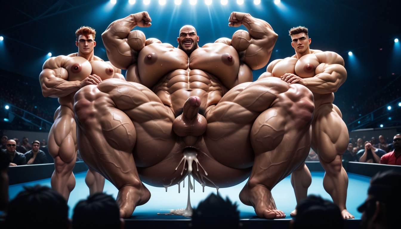 Nakedmassive Muscles, De Abajo Hacia Arriba, Pequeño Porno gay IA