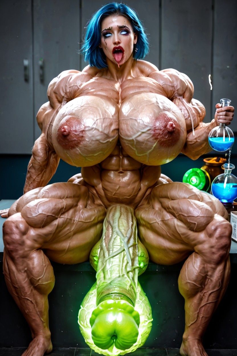 Penis Longer Than Legs, 앉아서 다리 벌리기, Gigantic Cock Veins 쉬메일 AI 포르노