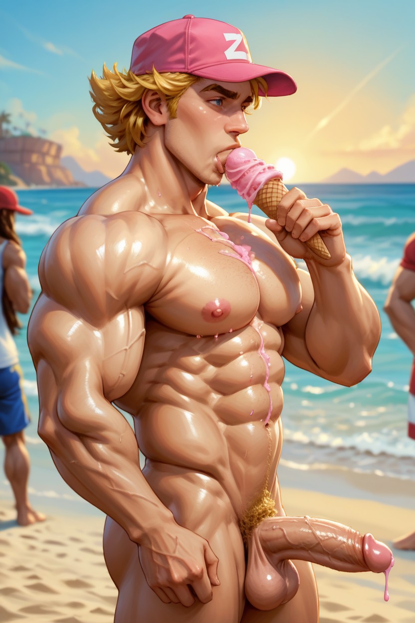 Pink Balls, Huge Biceps, Aquarelle AI Gay Porn