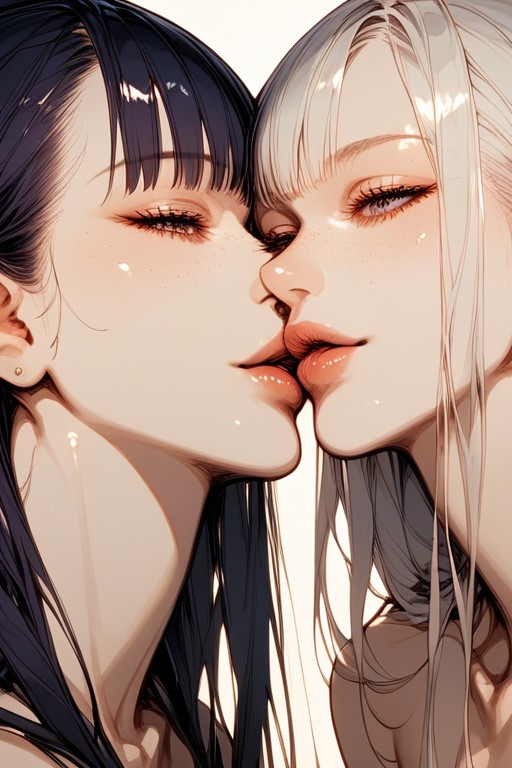 Topless, Dark Purple Hair, Beautiful Hentai AI Porn