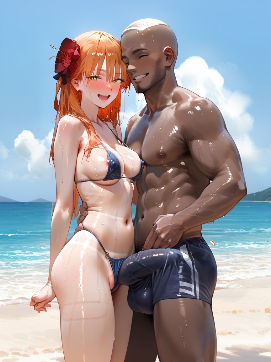 Very Tight Bikini, Beach, Huge Bulge In The Swimsuit Hentai AI Porn
