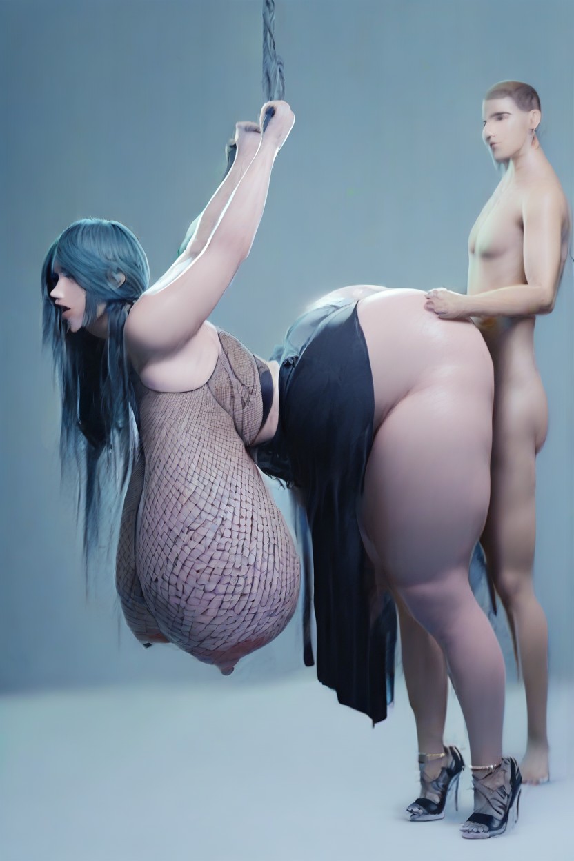 Wearing Fishnet Top, Massive Cock In Asshole, Pulling Hair Hentai AI Porn