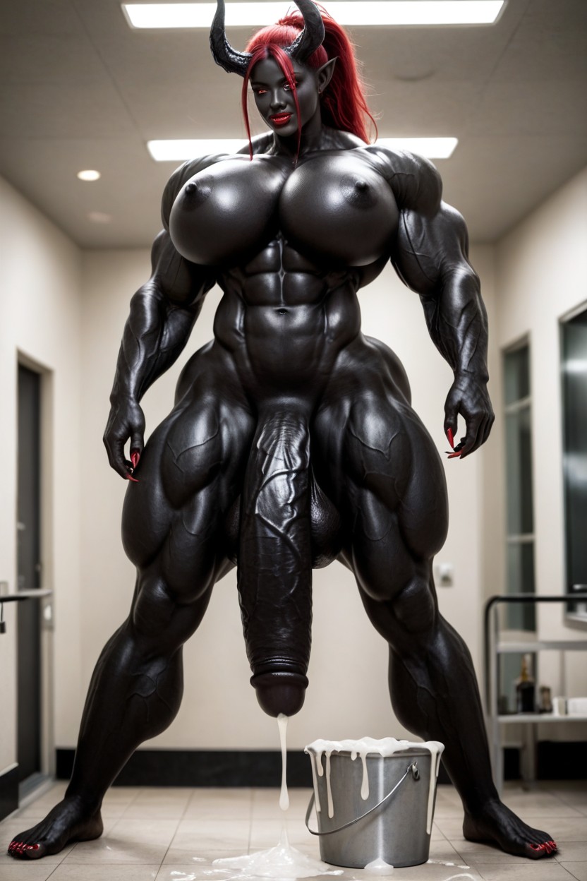 Black Skin, Big Oni Horns, Wide Hips Travesti IA Pornô