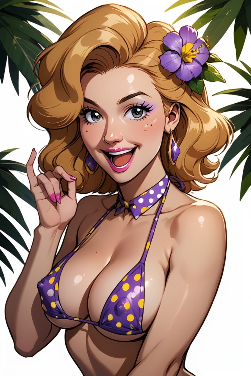 Bimbo, One Flower In Hair, Light Tan Hentai IA