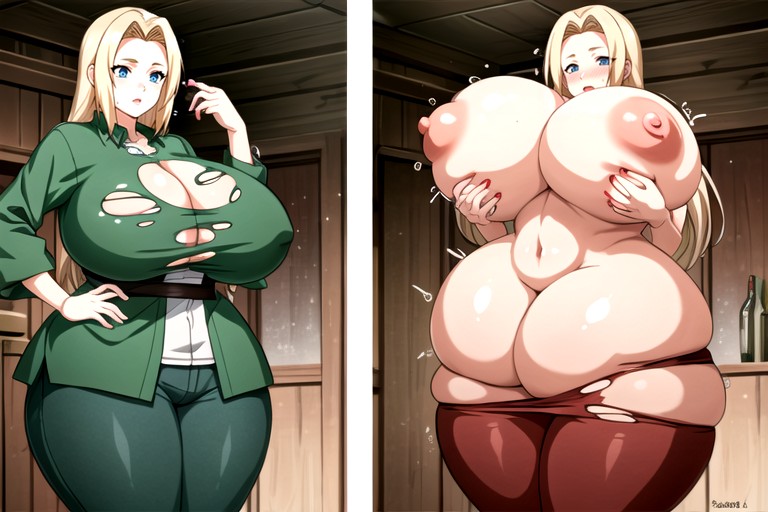 Expansion Mammaire, Split Screen Veiws Of Her So Much More Drasticly Hyper Fatter Woman, Gros Cul Porno IA Hentai