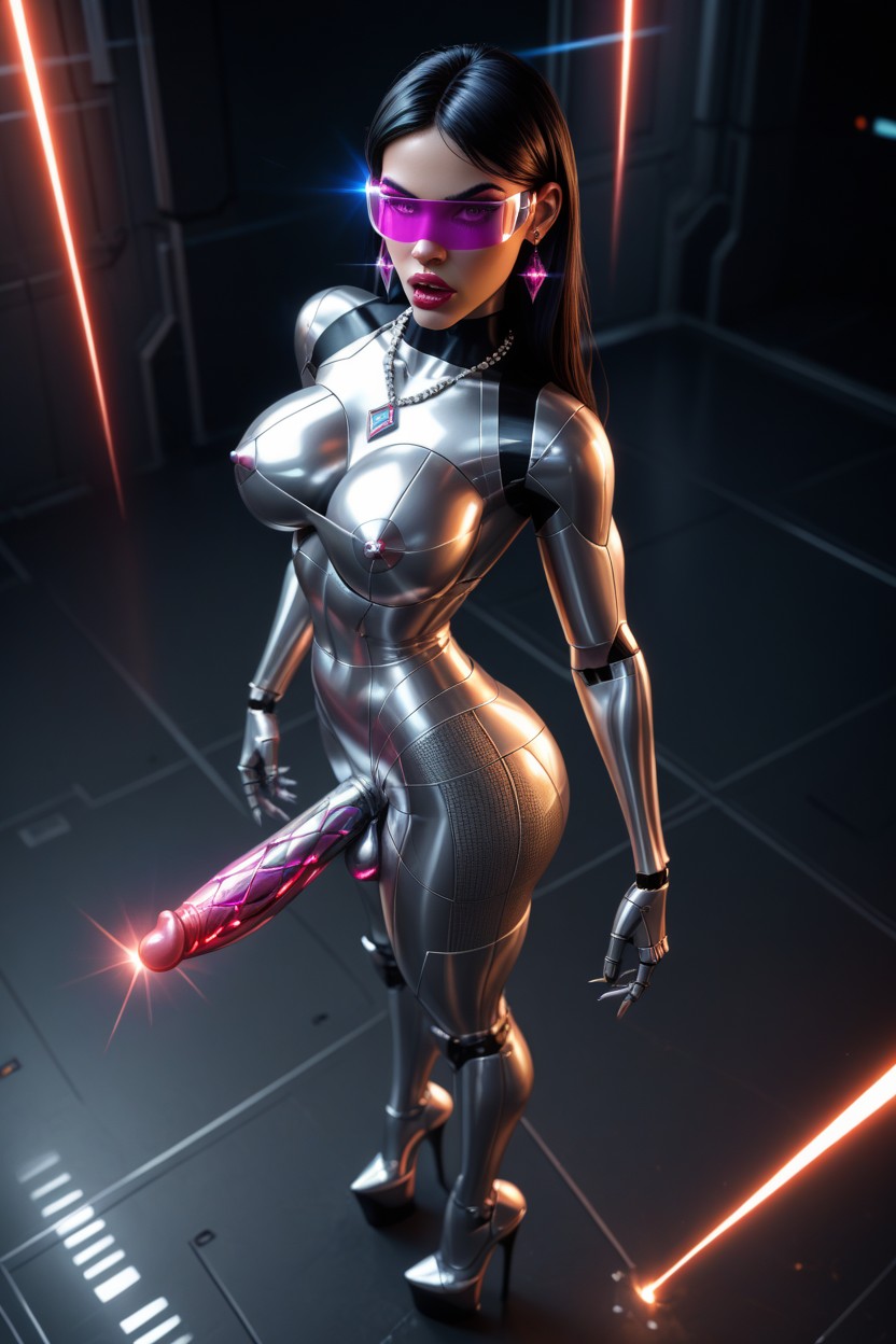 Laser Rays Out Of Nipples, Laser Beams Coming Out Of Nipples, Diamond Earrings AI Porn