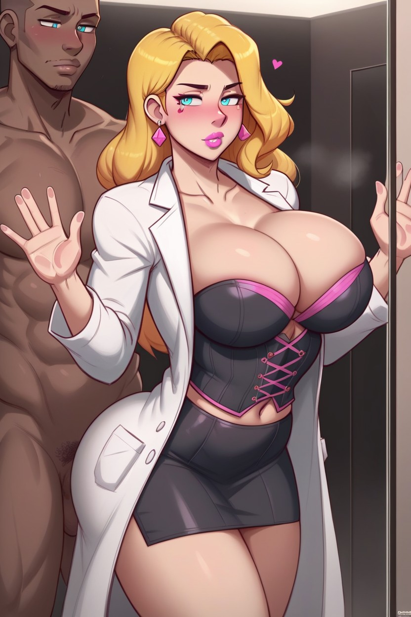 Blouse, Turquoise Eyes, Cleavage Hentai AI Porn