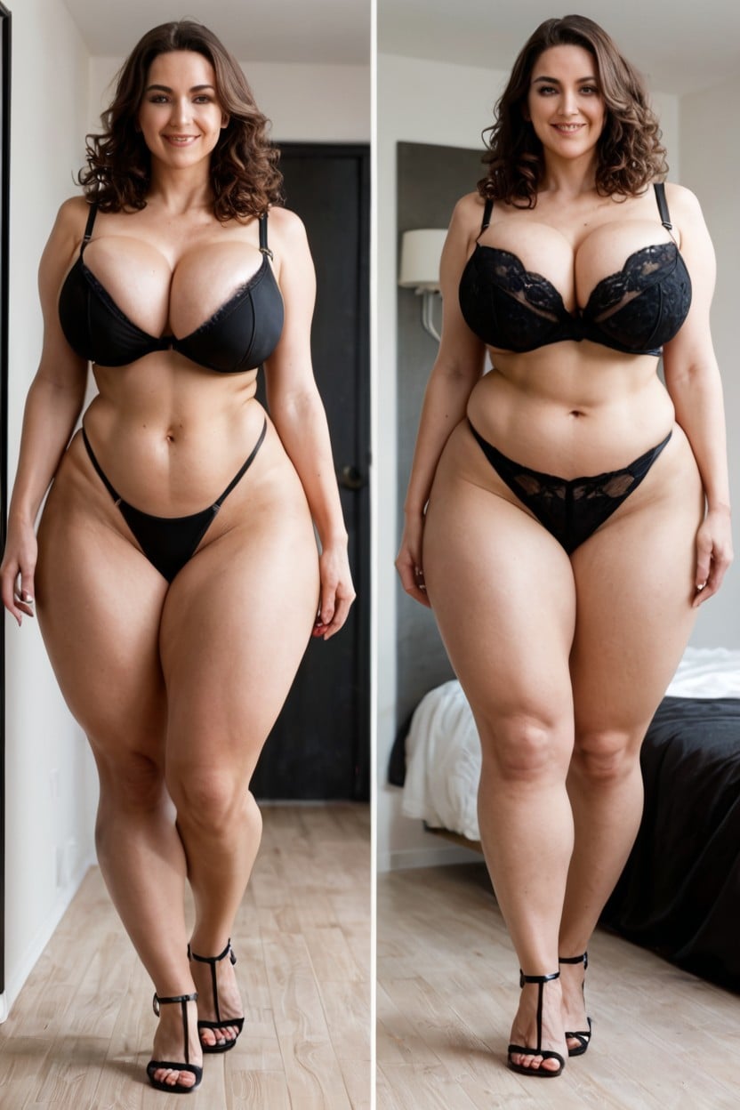 Juicy Lower Body, Cleavage Bra, Thick Thighs MILF AI Porn