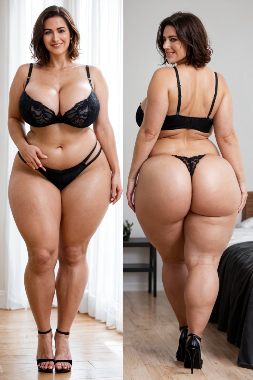 Wearing Tight Nylon Black Bra, Juicy Thighs, Natural Tits MILF AI Porn