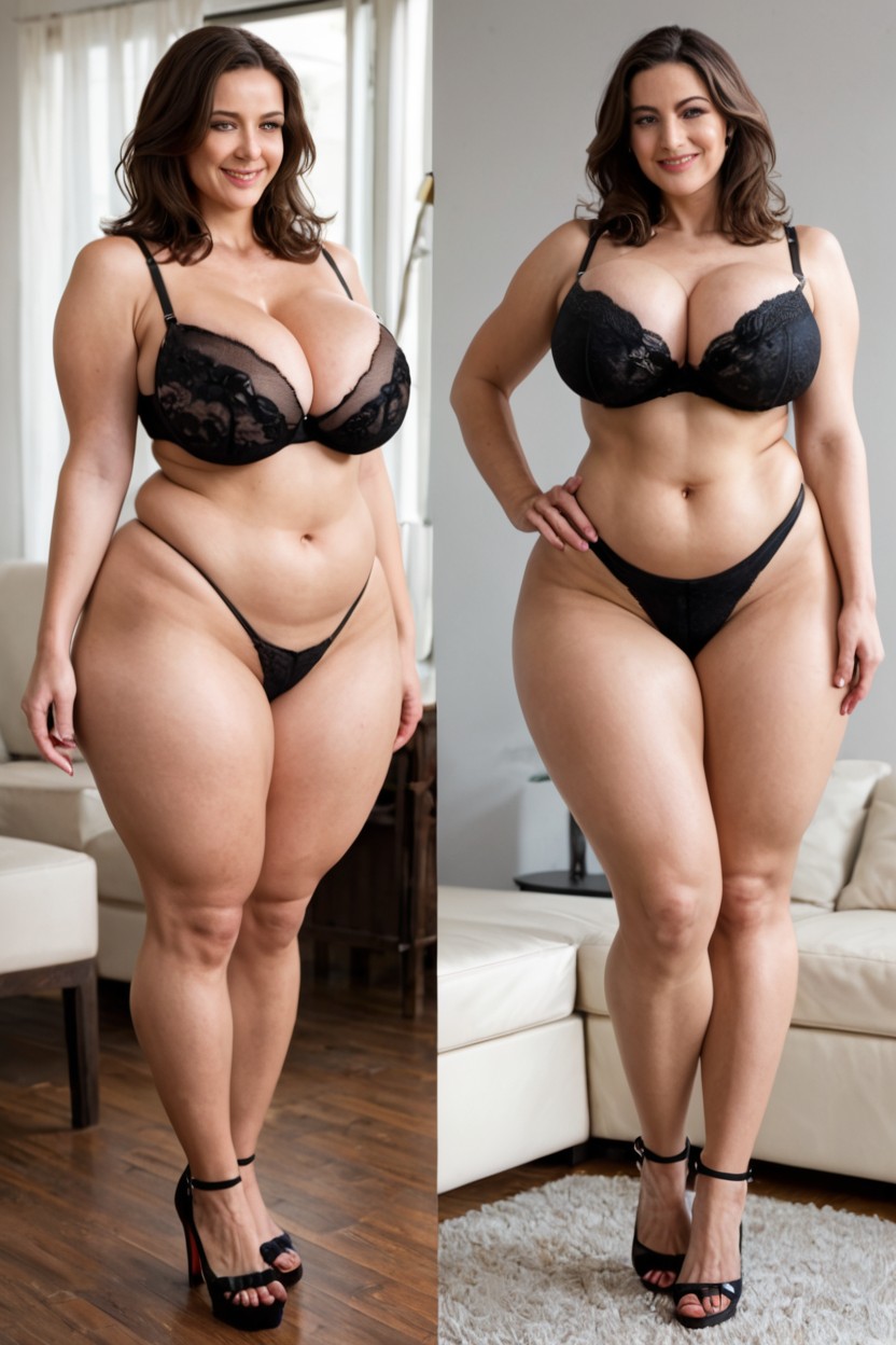 Greek, Very Tight Black Nylon Bra, Massive Breast MILF AI Porn