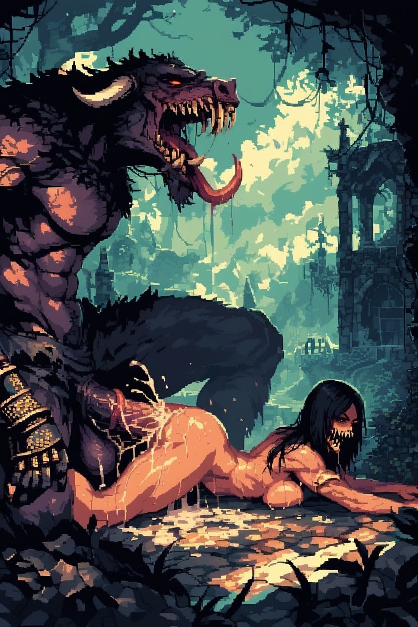 Anal, Cum Slut, Minotaur Like Monster Latina AI Porn