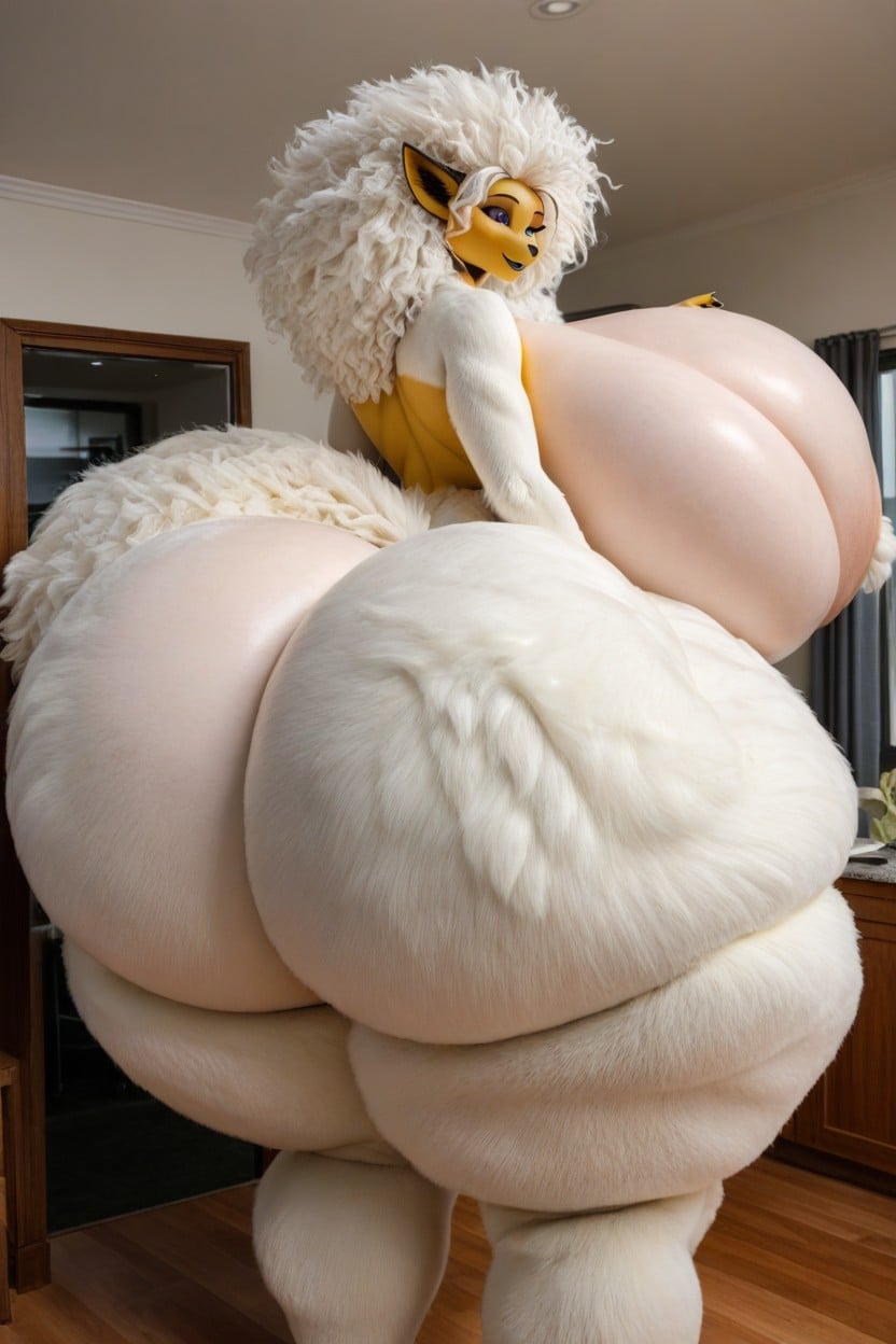 Blushing, Gigantic Breasts, Fluffy Hair AI 포르노