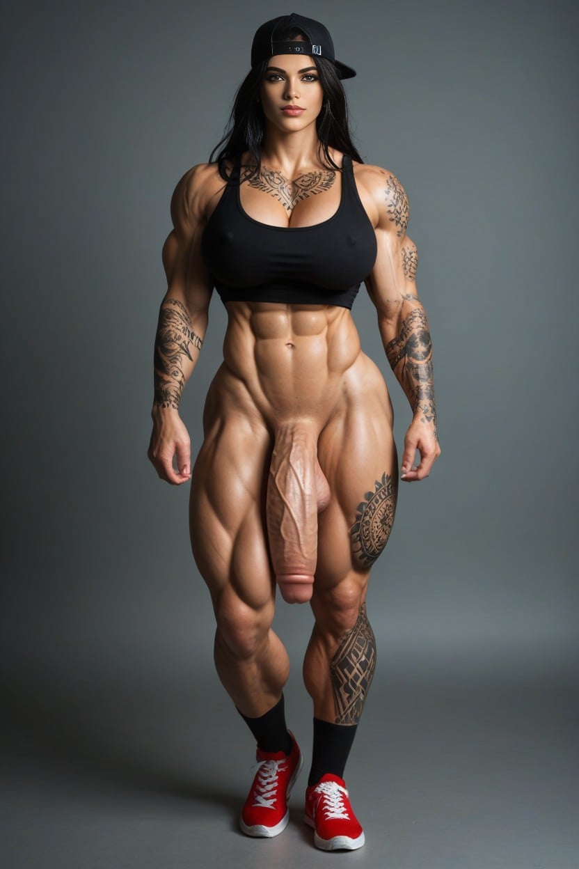 Muscular Forearms, Lean Thighs, Red Sneakers Porno IA transsexuelle