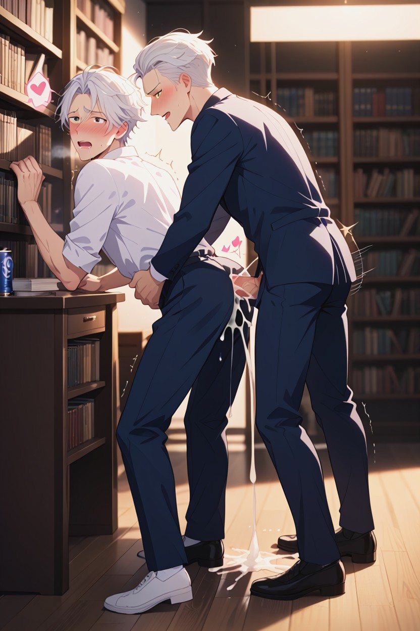 Shaking, Library, Anal Sex With Orgasm AI Gay Porn