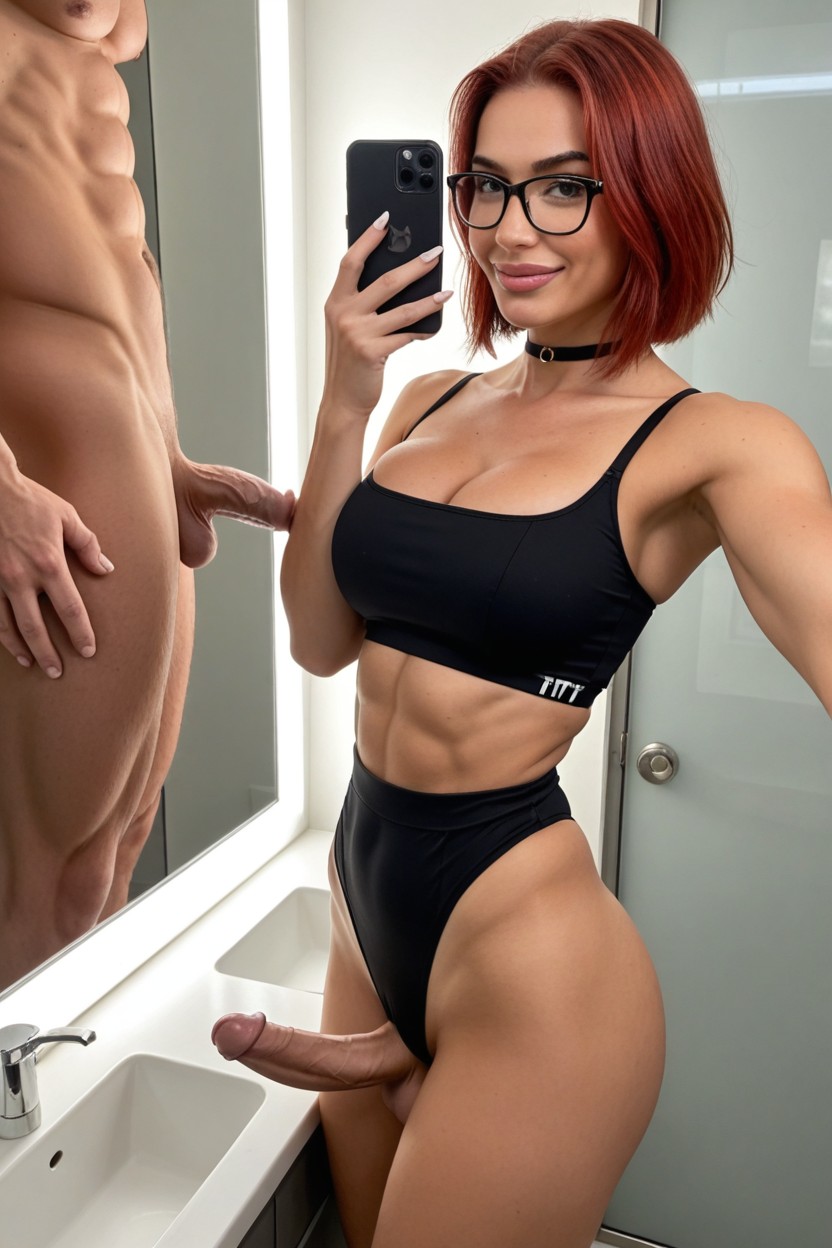 Lips, Full Body, Glasses Shemale AI Porn