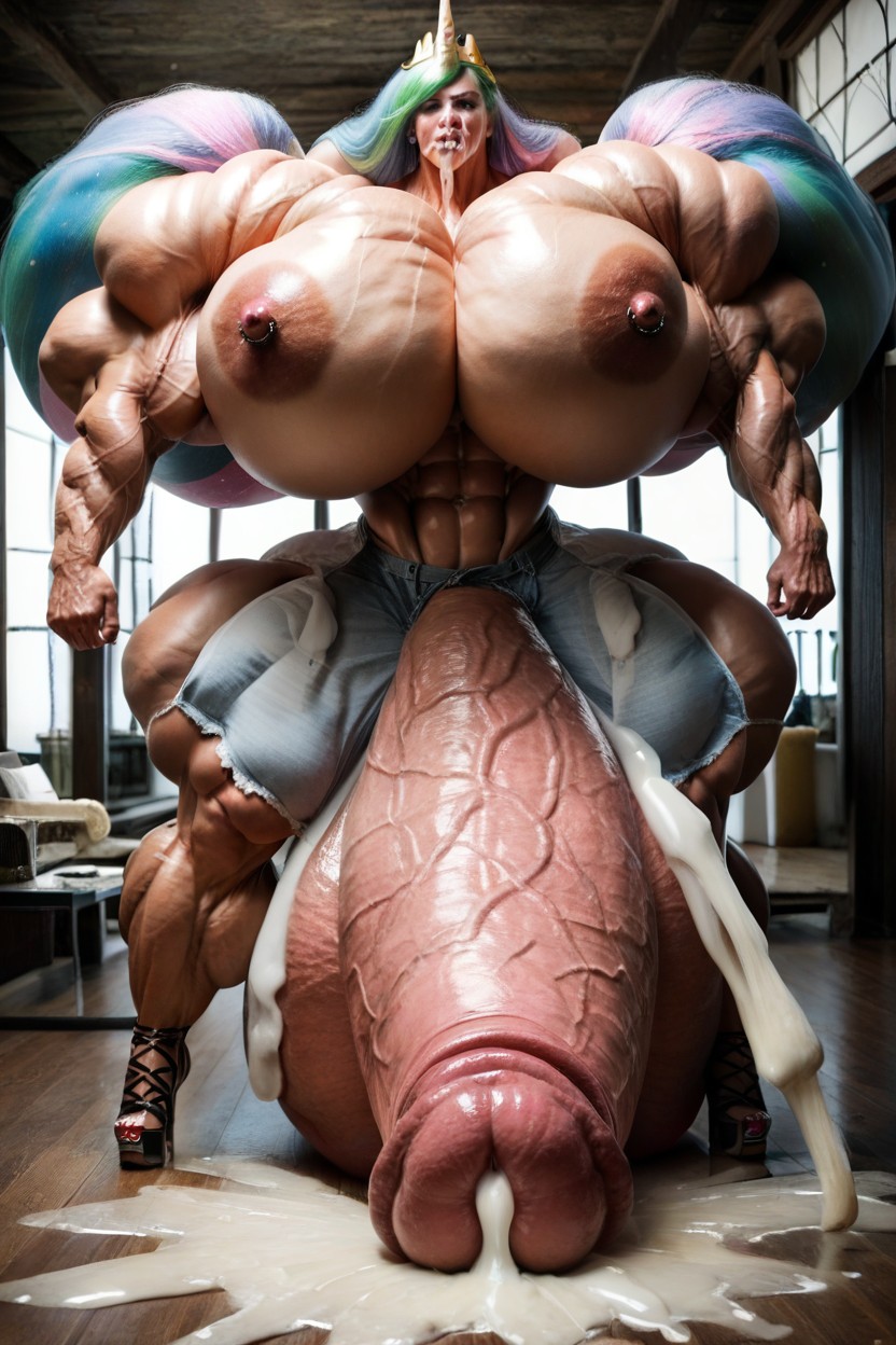 Puddle Of Cum Hyper Growed Muscles, Dominant Shemale, Extremely Large Ass Shemale AI Porn
