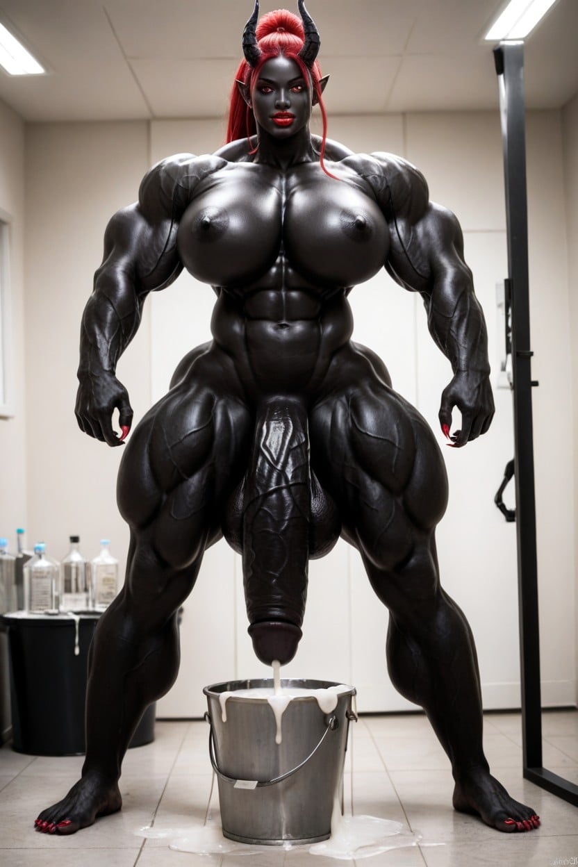 Big Oni Horns, Gigantic Biceps, Extremely Swollen Veins Shemale AI Porn