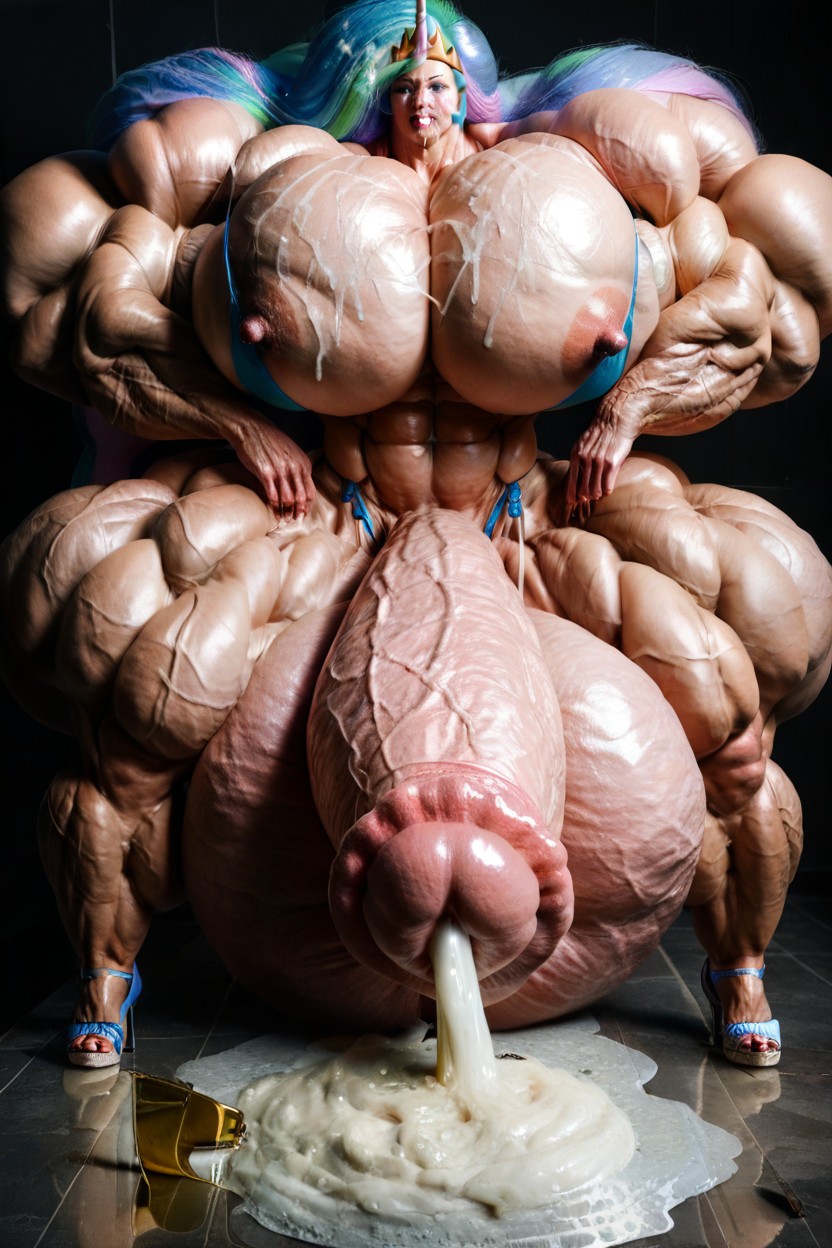 Gigantic Enormous Biceps, Muscle Growth, Princess Celestia Shemale AI Porn