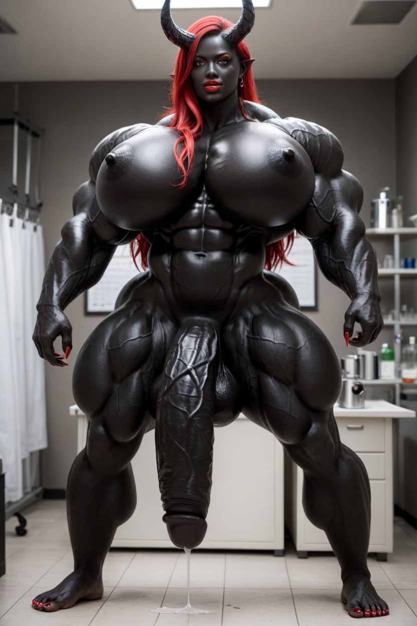 Gigantic Muscle Delts, Laboratory, Hyper Black Cock Growth Shemale AI Porn