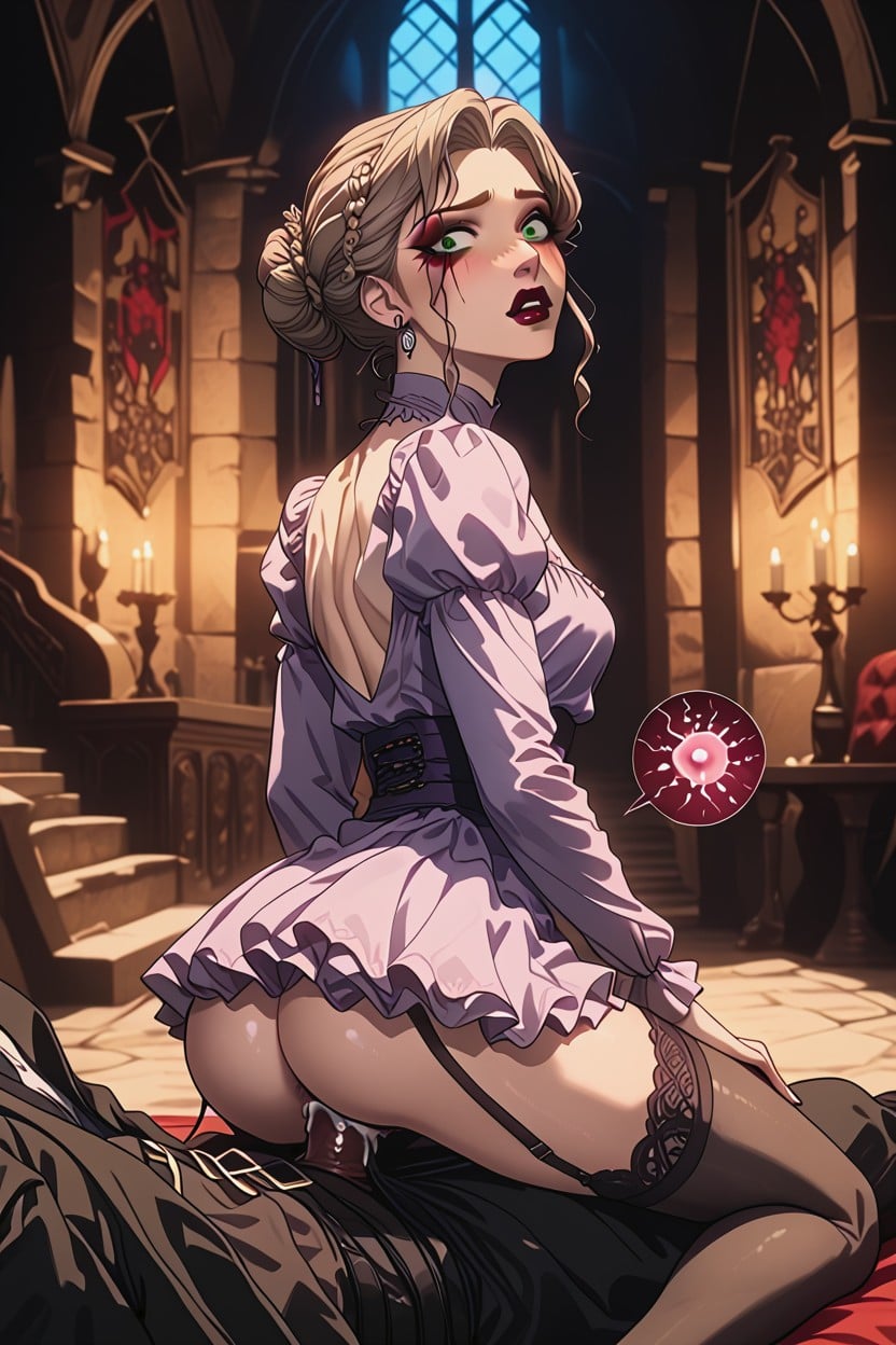 Dress Pulled Up, Dark Castle, Full Lips AI 포르노