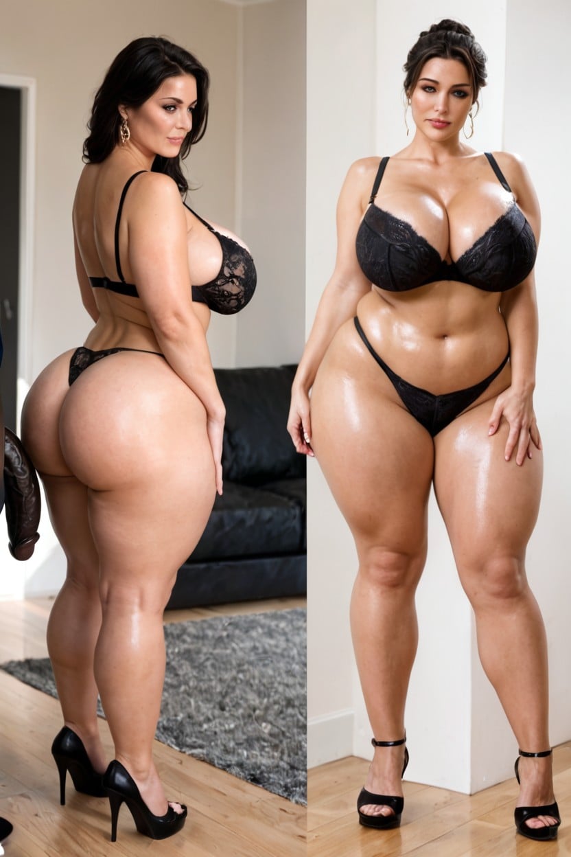 In Living Room, Juicy Lower Body, Big Eyelashes MILF AI Porn