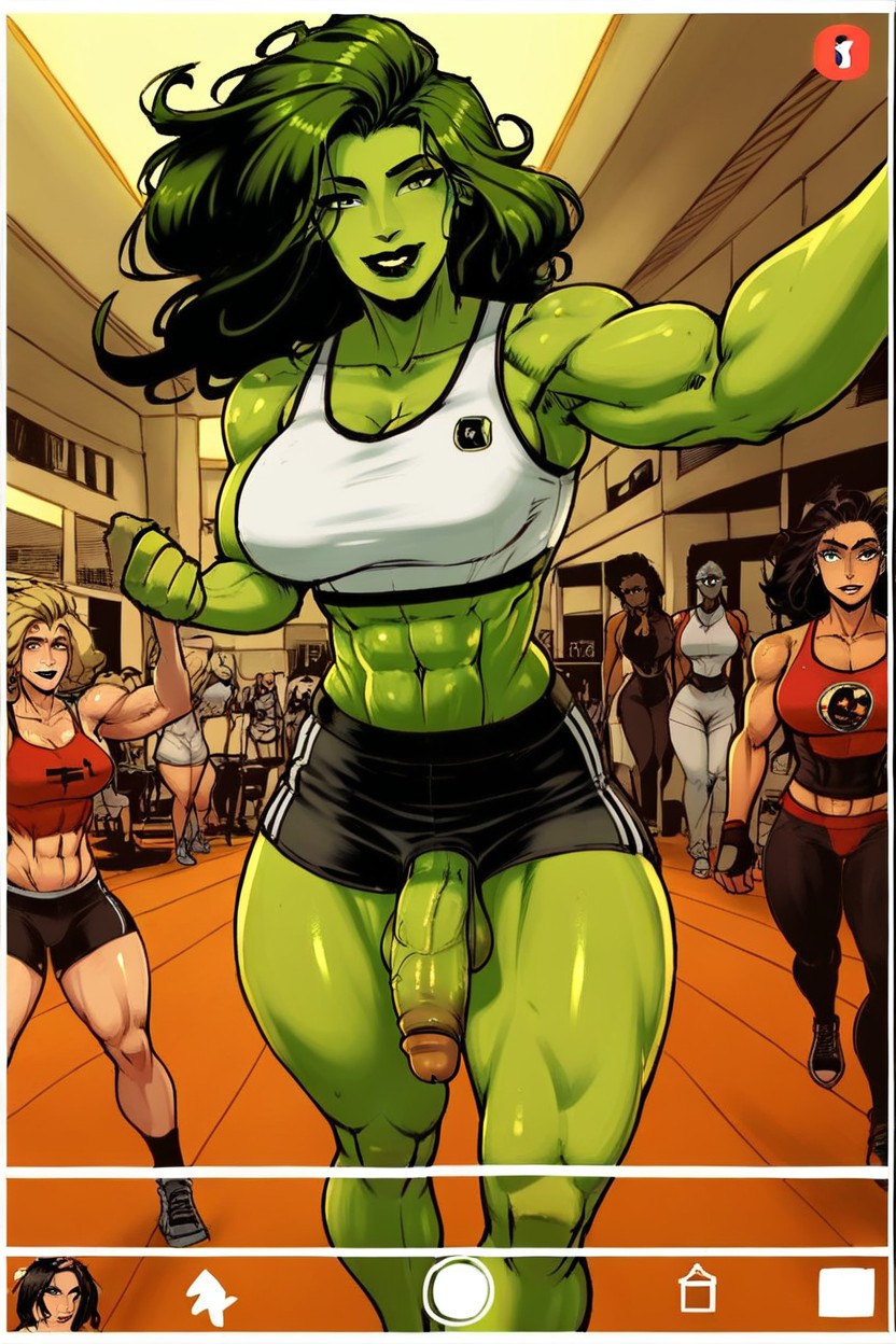 Selfie, Gimnasio, Cartoon Porno shemale IA