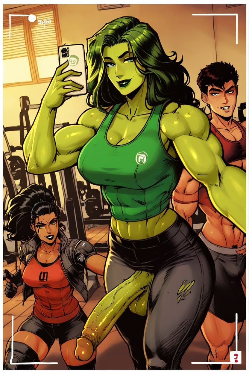 Large, Gym, Strong Jawline Shemale AI Porn