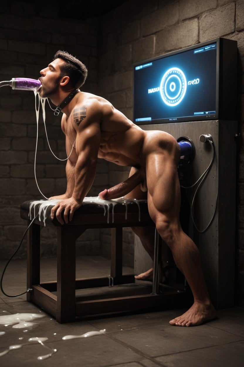 On All Fours, Being Milked, Rolling Eyes AI Gay Porn