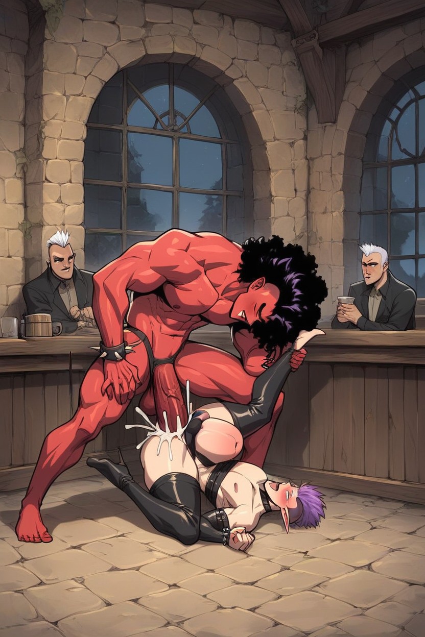 Large Ass, Big Long Demon Tail, Side View AI Gay Porn