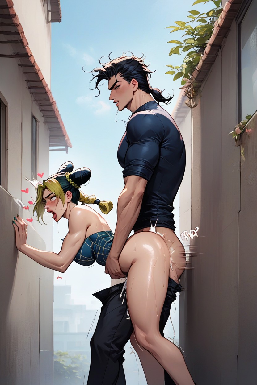 Ahegao, Full Body, Balcony AI Porn