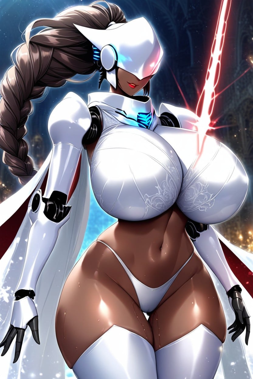 Hair Covering One Eye, Thong, Long Black Hair AI Porn