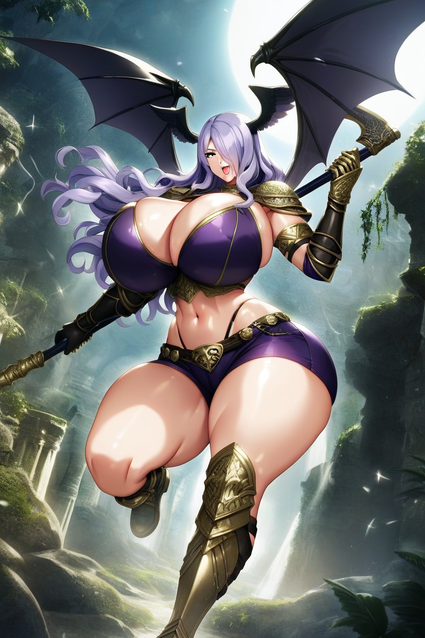 Huge Hips, Isabella Valentine", Huge Gold Metal Cuirass With Red Sleeves Hentai IA