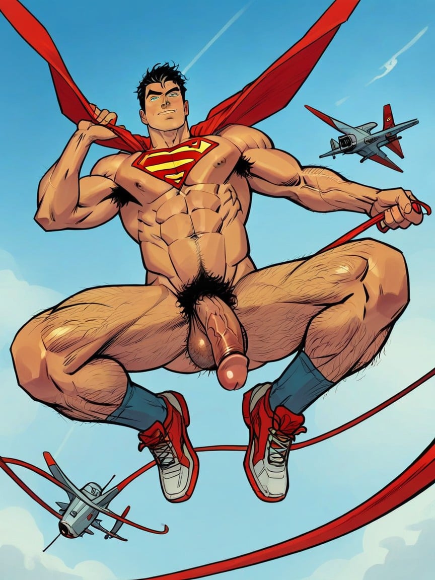 Black Hair, In The Air, Full Body AI Gay Porn