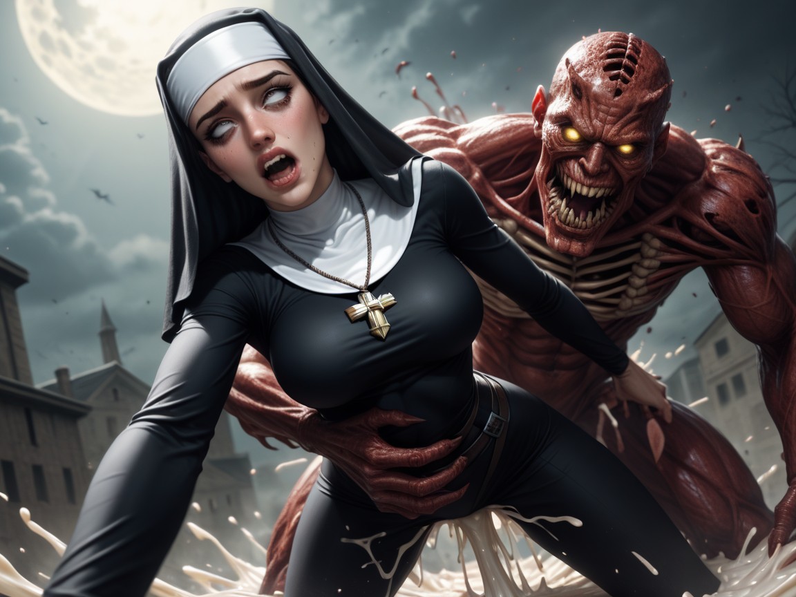 Lean Body, Orgasm, Titan Monster Has Big Fangs AI Porn