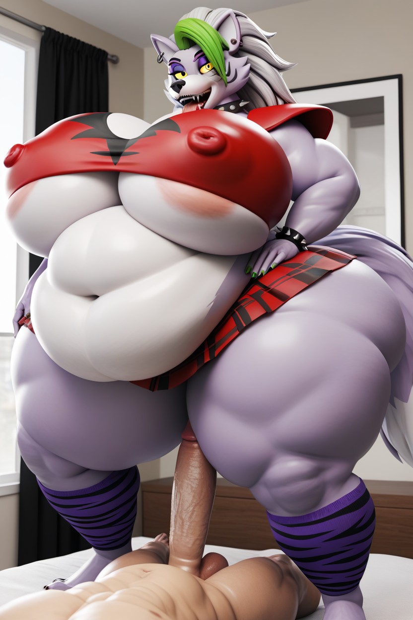 Punk, Huge Stomach, Black Nails Furry AI Porn