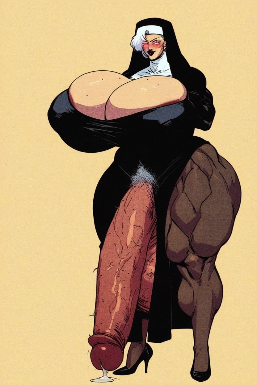 Bottom Heavy, Giant Body, Impossibly Gigantic Cock Shemale AI Porn