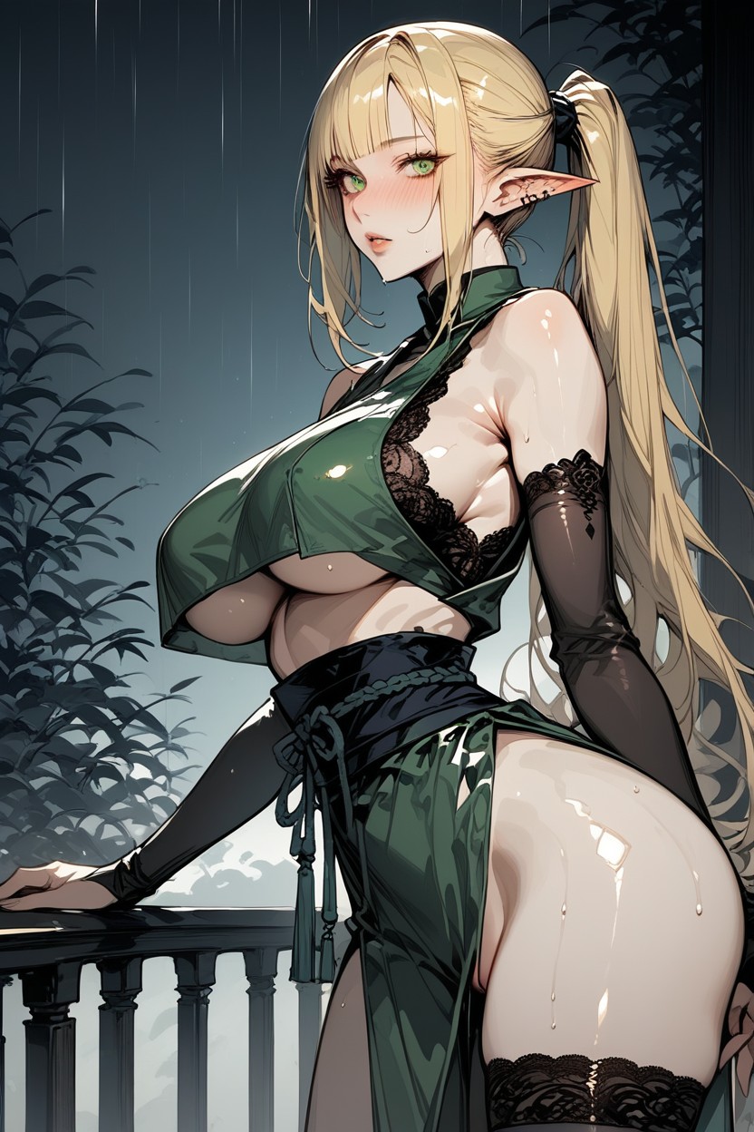 Stockings, Pussy Peek, Off Shoulder Hentai IA