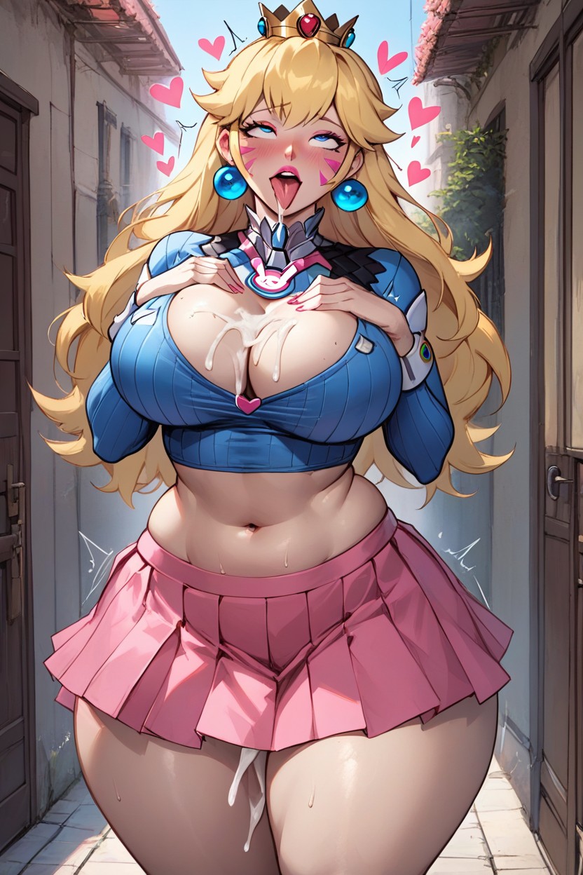 Big Breasts, Rose Skirt, Hourglass Body AI Porn