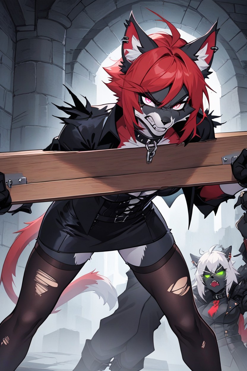 Ripped Stockings, Bored, Embarrassed Furry AI Porn