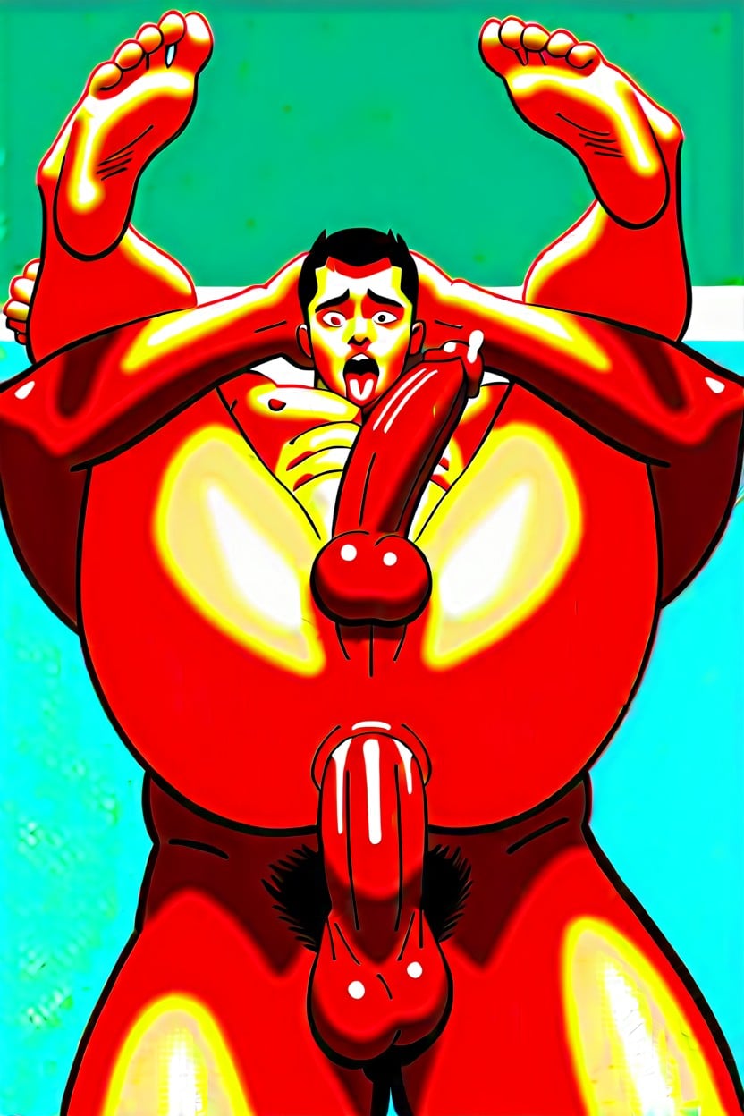 Naked, Ahegao, Muscular Man AI Gay Porn