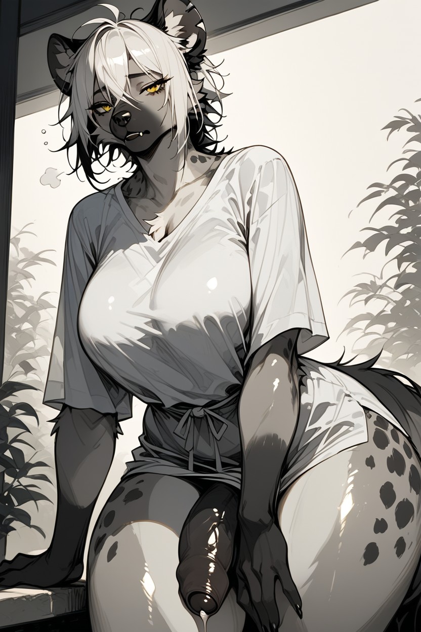 Hyena Woman, Precum, Yellow Eyes Furry AI Porn