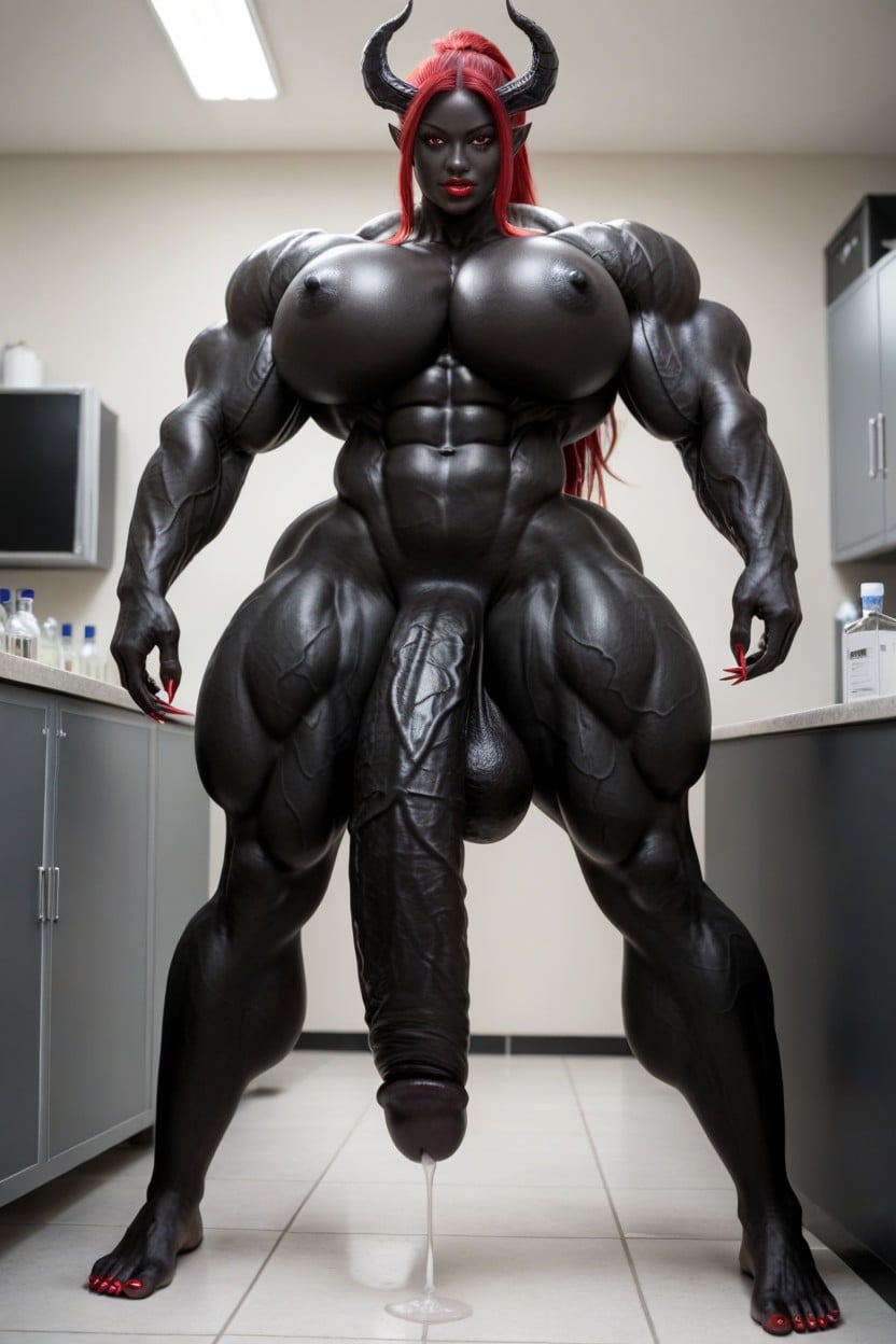 Muscular, Gigantic Tits, Venom Futanari Shemale AI Porn