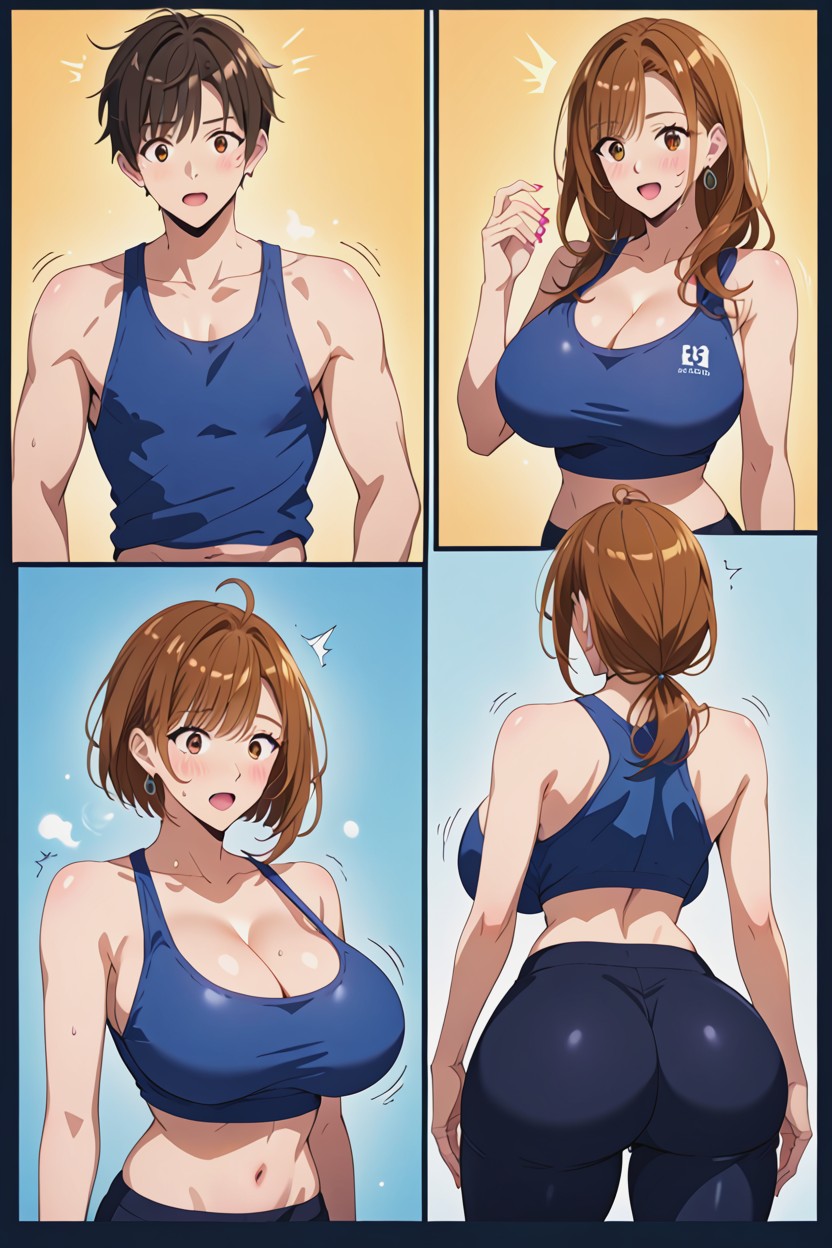 Tank Top, Mouth Agape, Hyper Bubble Butt AI Porn