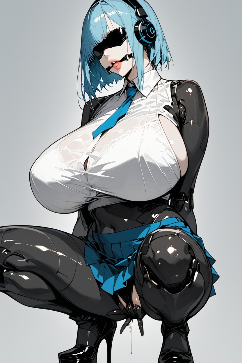 White Background, Vista Frontal, Arms Up Hentai IA