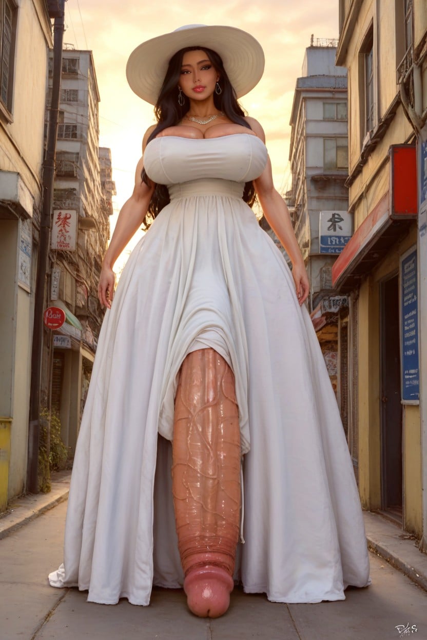 Necklace, Black Hair, Sunset Shemale AI Porn