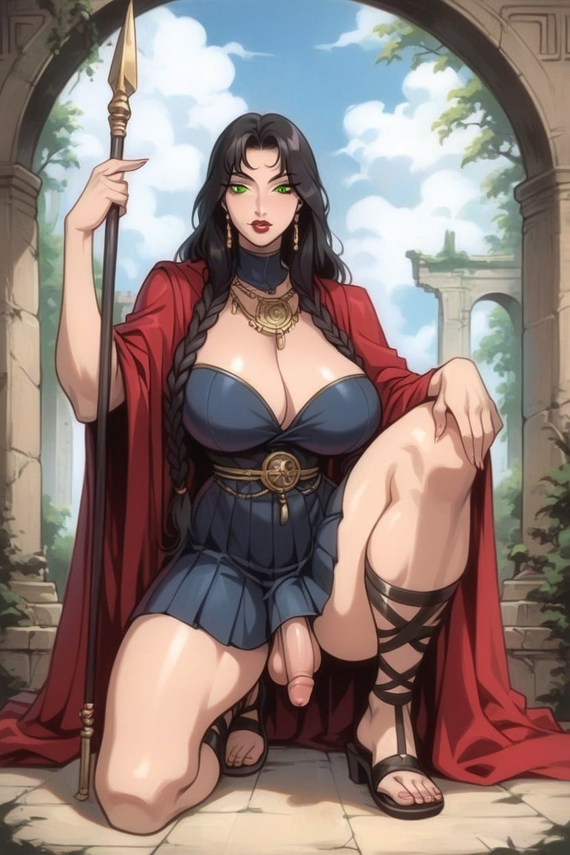 Front View, Visible Penis, Spartan Warrior Shemale AI Porn